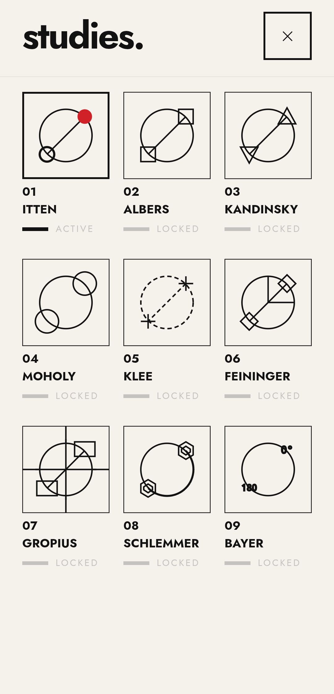 The Absolutist — mastery progression screen