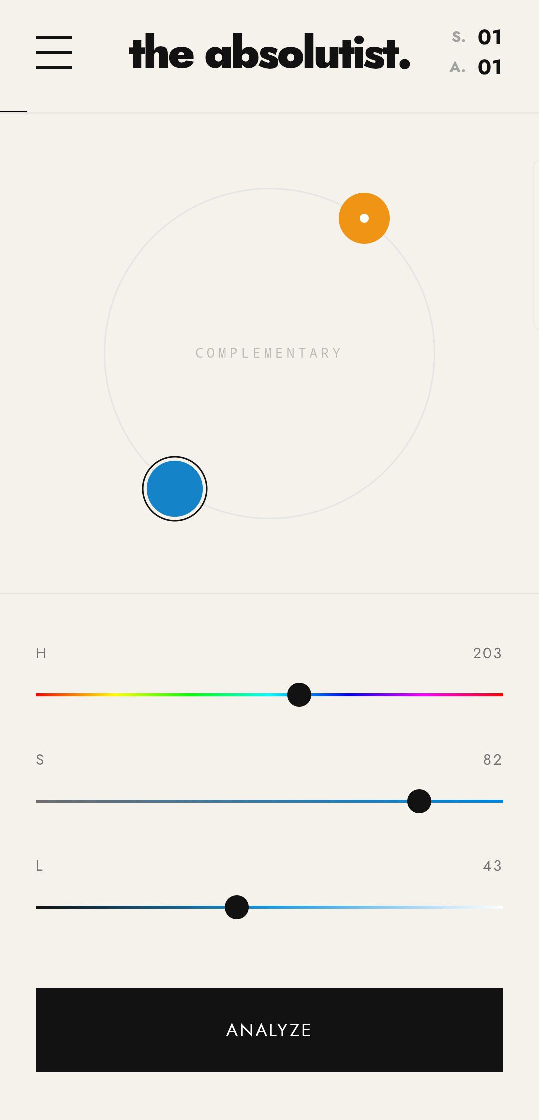 The Absolutist — color harmony gameplay screen
