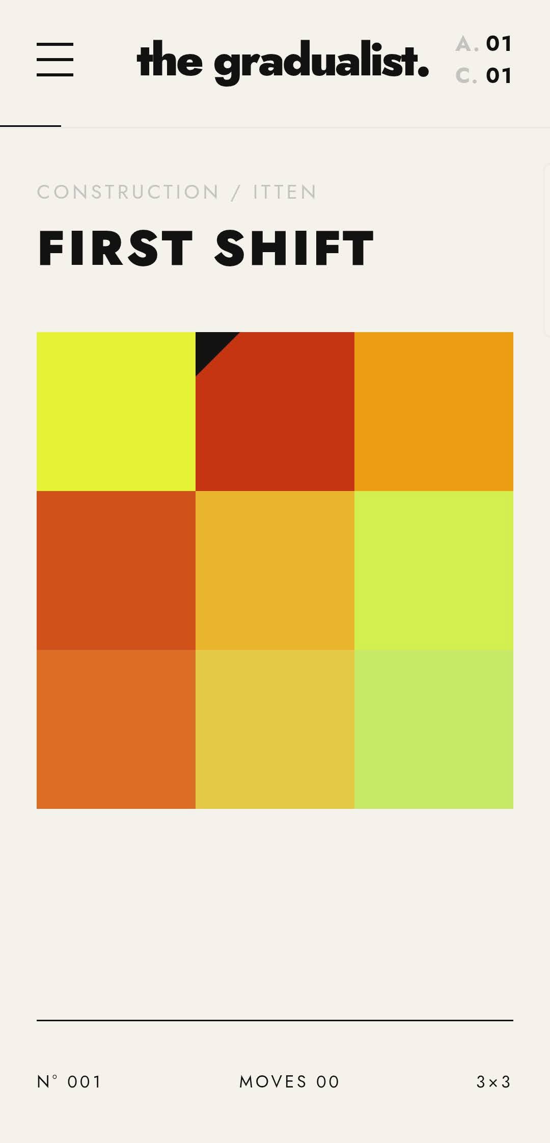 The Gradualist — gradient puzzle gameplay screen