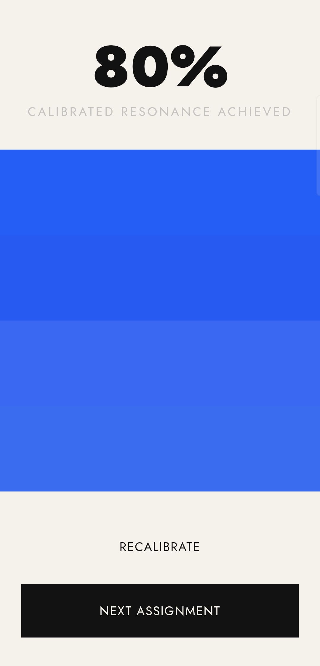 The Relativist — score reveal with simultaneous contrast strips